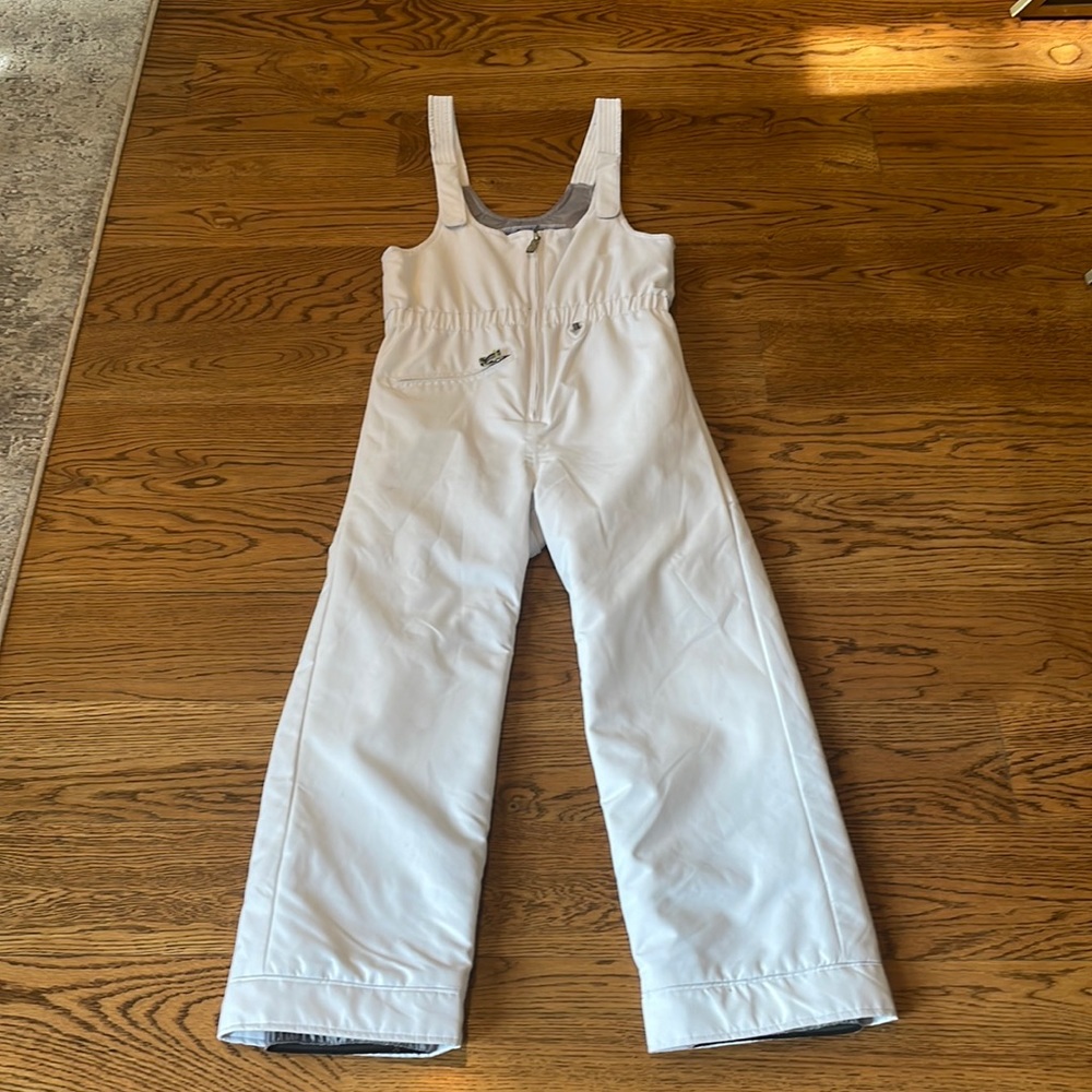 Girls white Obermeyer ski bibs
